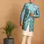 Multicolor Base Blue Silk Blend Sherwani Set