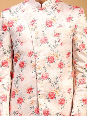 Multicolor Base Pink Silk Blend Sherwani Set 4