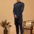 Navy Blue Silk Blend Sherwani Set