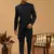 Navy Blue Silk Blend Embroidered Sherwani Set For Mens