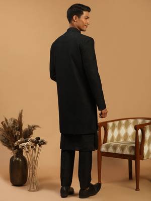 Black Viscose Sherwani Set 3