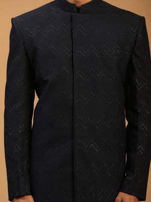 Black Viscose Sherwani Set 4