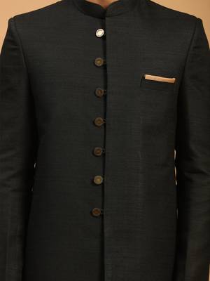 Black Viscose Sherwani Set 4