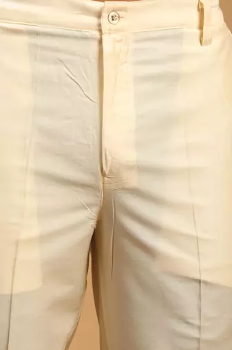 Cream Viscose Sherwani Set