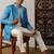 Vastramay men's turquoise and cream viscose sherwani set