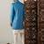Vastramay men's turquoise and cream viscose sherwani set