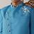 Vastramay men's turquoise and cream viscose sherwani set