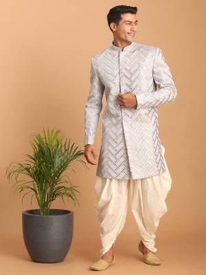 Aqua Silk Blend Sherwani Set 1