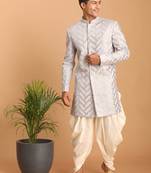 Men'S Aqua Silk Blend Sherwani Set