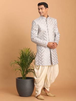 Aqua Silk Blend Sherwani Set 2