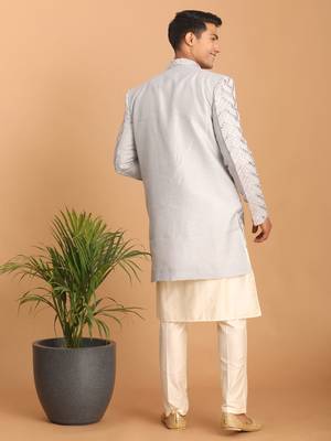 Aqua And Cream Silk Blend Ethnic Combo Set 3
