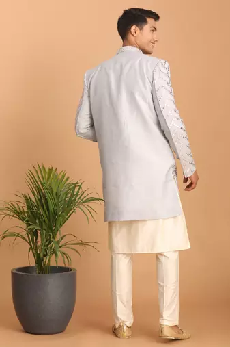 Aqua And Cream Silk Blend Ethnic Combo Set
