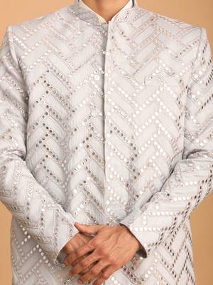 Aqua And Cream Silk Blend Ethnic Combo Set 4