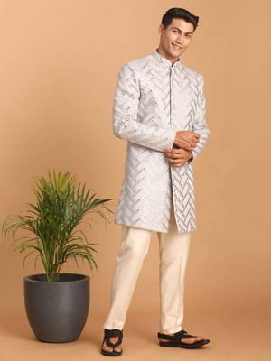 Aqua Silk Blend Sherwani Set 2