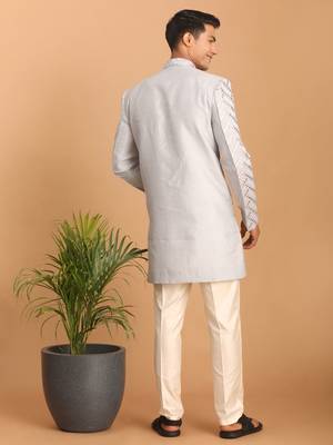 Aqua Silk Blend Sherwani Set 3