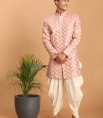 men's pink indowestern style mirror work sherwani