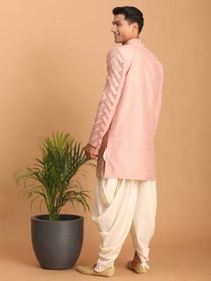 pink indowestern style mirror work sherwani 3