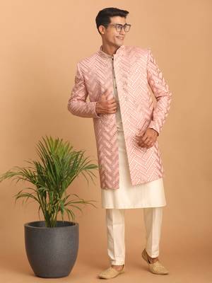 Pink And Cream Silk Blend Ethnic Combo Set 1