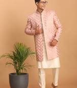 Pink And Cream Silk Blend Ethnic Combo Set
