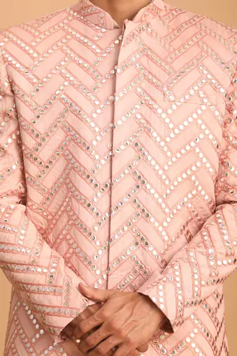 Pink And Cream Silk Blend Ethnic Combo Set