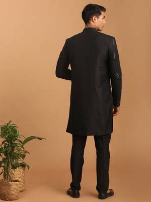 Black Viscose Sherwani Set 3