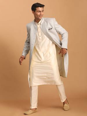 Grey And Cream Cotton Blend Ethnic Combo Set 1