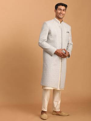 Grey And Cream Cotton Blend Ethnic Combo Set 2