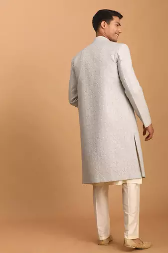Grey And Cream Cotton Blend Ethnic Combo Set
