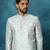 Vastramay men's mint green and cream silk blend sherwani set