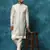Grey And Cream Viscose Sherwani Set