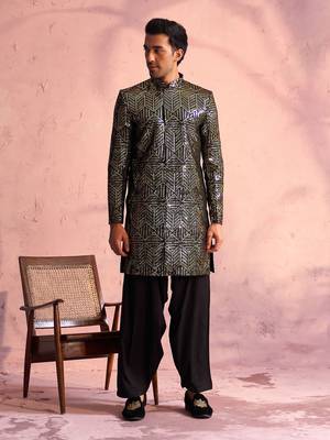  black georgette sherwani set 1