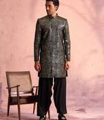  black georgette sherwani set