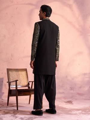  black georgette sherwani set 3