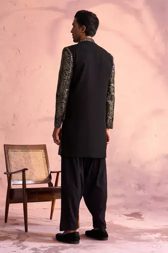  black georgette sherwani set