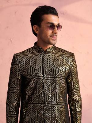  black georgette sherwani set 4