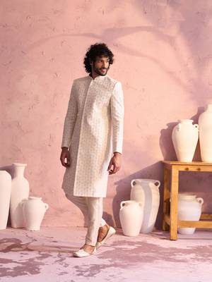 Cream Georgette Sherwani Set 2