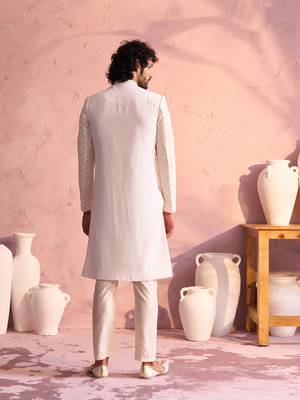 Cream Georgette Sherwani Set 3