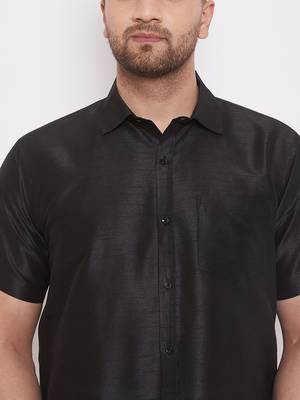  black and white silk blend shirt and mundu 4