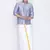  lavander and white silk blend shirt and mundu