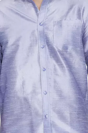  lavander and white silk blend shirt and mundu