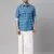  men's turquoise cotton blend ethnic shirt and mundu set