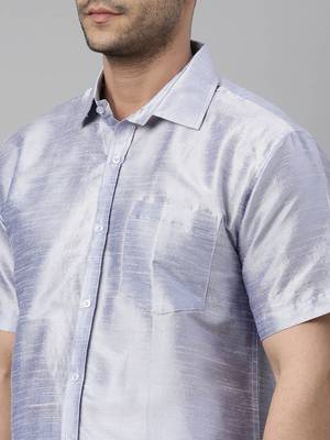 lavander and white silk blend shirt and mundu 4