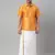  orange and white silk blend shirt and mundu