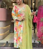 Cream colour ethnic readymade trendy stylish salwar kameez for party looks