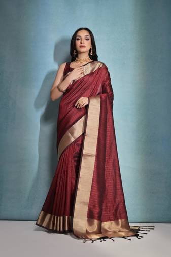 Maroon Benarasi Silk Jacquard Woven Saree Festive Wear