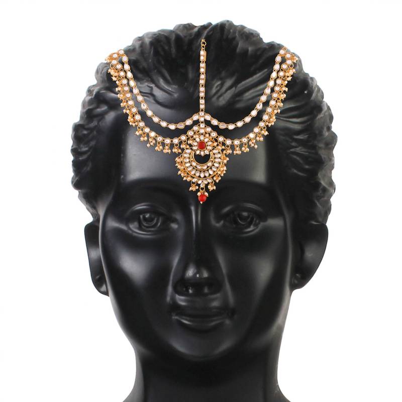 Traditional Kundan & Pearl Matha Patti/Maang Tikka for Women 