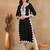 women black rayon blend solid embroidered chikankari straight kurta