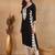women black rayon blend solid embroidered chikankari straight kurta
