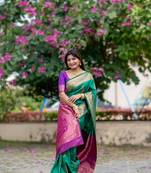Green Benarasi silk Jacquard Woven Saree Festive Wear