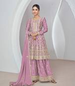 Pink chinon embroidery with sequince work salwar kameez stitched